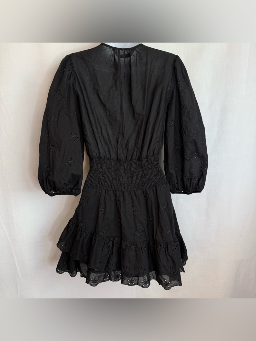 ZARA M Women's Black
Eyelet Mini Dress Puff Sleeve
Ruffle Smocked Party
Funeral - Picture 2 of 8